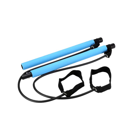 Multifunctional Pilates Bar Combination Fitness Bar Yoga Chest Expansion Tension Rope Back Trainer Elastic Rope Stretching Belt